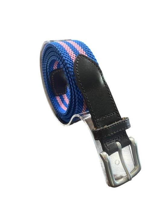 Vineyard Vines Other - Vineyard Vines Mens Size 36 Woven Belt With Leather Trim Blue Pink Stripe